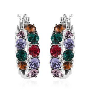 🌹 Swarovski Multi Color Crystal Hoop Earrings